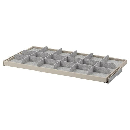KOMPLEMENT - Pull-out tray with divider, grey-beige/light grey, 100x58 cm
