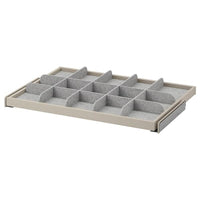 KOMPLEMENT pull-out tray with divider, grey-beige/light grey, 75x58 cm