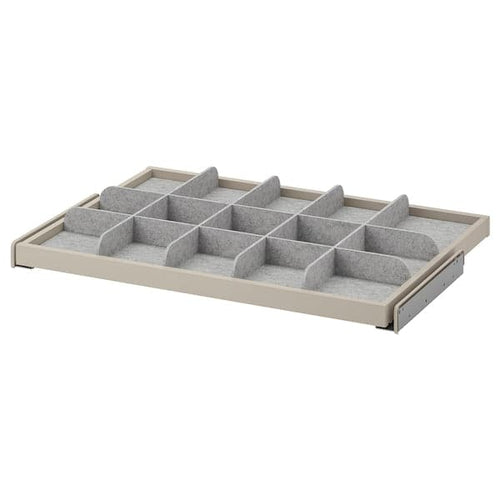 KOMPLEMENT - Pull-out tray with divider, grey-beige/light grey, 75x58 cm