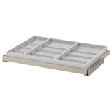 KOMPLEMENT pull-out tray with insert, grey-beige/light grey, 75x58 cm