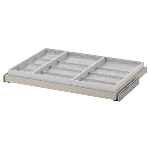 KOMPLEMENT - Pull-out tray with insert, grey-beige/light grey, 75x58 cm