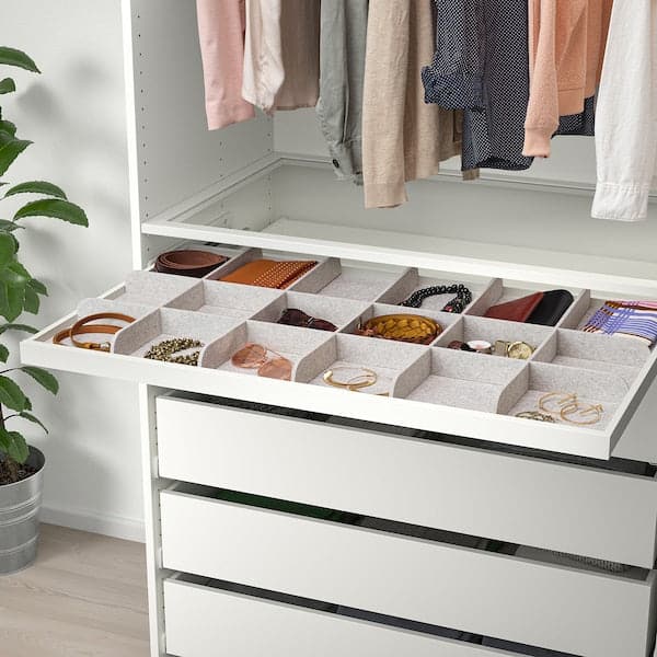Ikea KOMPLEMENT - Pull-out tray with divider, white/light grey, 100x58 cm