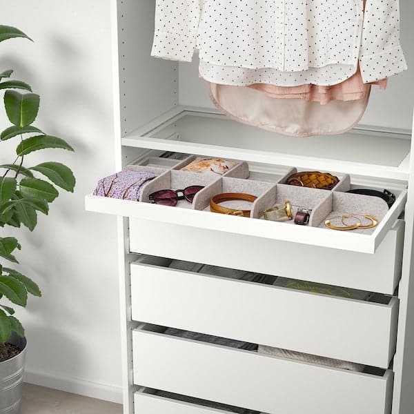 KOMPLEMENT Pull-out shelf with partition - white/light grey 75x35 cm 