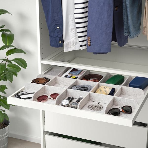 Ikea KOMPLEMENT - Pull-out tray with divider, white/light grey, 75x58 cm