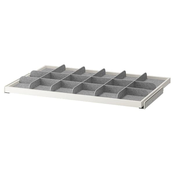 KOMPLEMENT - Pull-out tray with divider, white/light grey, 100x58 cm