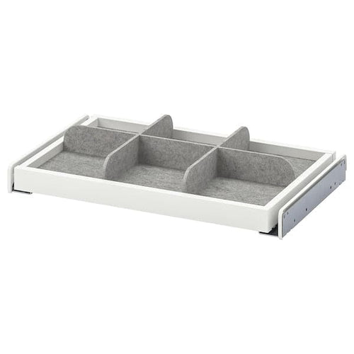 KOMPLEMENT - Pull-out tray with divider, white/light grey, 50x35 cm