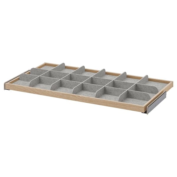 Ikea KOMPLEMENT - Pull-out tray with divider, white stained oak effect/light grey, 100x58 cm
