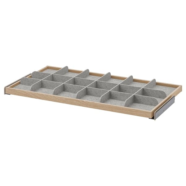 KOMPLEMENT - Pull-out tray with divider, white stained oak effect/light grey, 100x58 cm - best price from Maltashopper.com 39332013