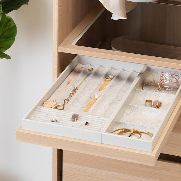 Ikea KOMPLEMENT - Pull-out tray with insert, white stained oak effect, 50x58 cm