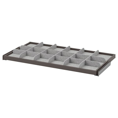 KOMPLEMENT - Pull-out tray with divider, dark grey/light grey, 100x58 cm