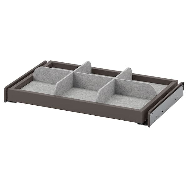 KOMPLEMENT - Pull-out tray with divider, dark grey/light grey, 50x35 cm