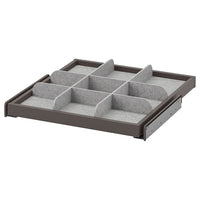 KOMPLEMENT pull-out tray with divider, dark grey/light grey, 50x58 cm