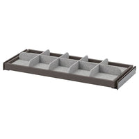 KOMPLEMENT pull-out tray with divider, dark grey/light grey, 75x35 cm