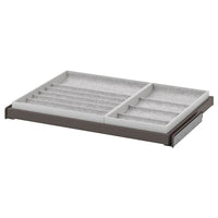 KOMPLEMENT pull-out tray with insert, dark grey/light grey, 75x58 cm