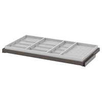 KOMPLEMENT pull-out tray with insert, dark grey/light grey, 100x58 cm