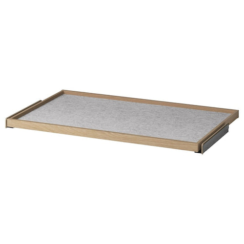 KOMPLEMENT - Pull-out tray with drawer mat, white stained oak effect/light grey, 100x58 cm