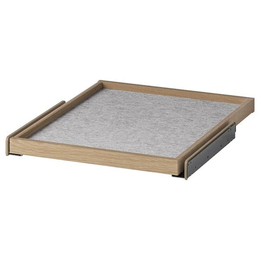 Ikea KOMPLEMENT - Pull-out tray with drawer mat, white stained oak effect/light grey, 50x58 cm
