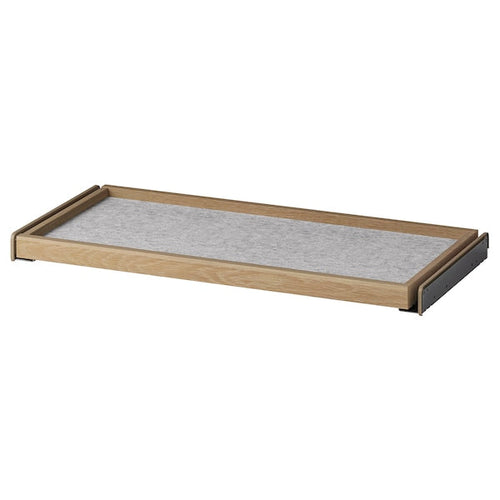 KOMPLEMENT - Pull-out tray with drawer mat, white stained oak effect/light grey, 75x35 cm