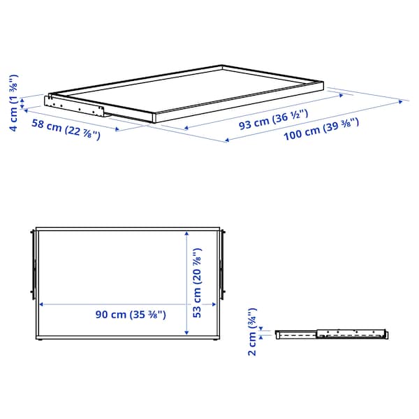 Ikea KOMPLEMENT - Pull-out tray, dark grey, 100x58 cm