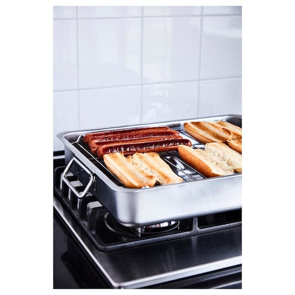 KONCIS - Roasting tin with grill rack, stainless steel, 40x32 cm - best price from Maltashopper.com 10099053
