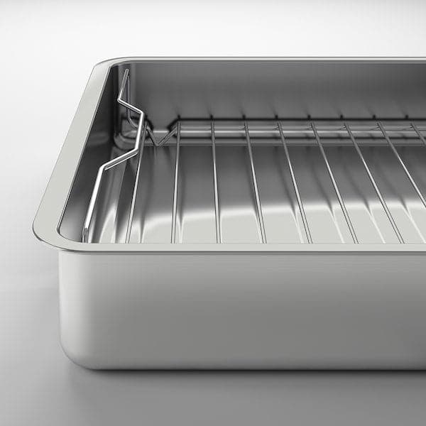 KONCIS - Roasting tin with grill rack, stainless steel, 40x32 cm - best price from Maltashopper.com 10099053