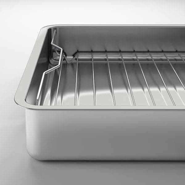 Ikea KONCIS - Roasting tin with grill rack, stainless steel, 40x32 cm
