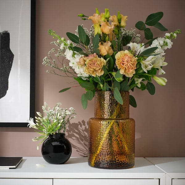 Ikea KONSTFULL - Vase, patterned/brown, 26 cm