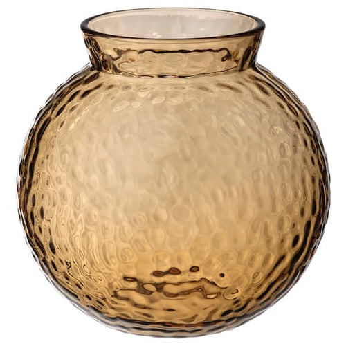 KONSTFULL - Vase, patterned/brown, 10 cm