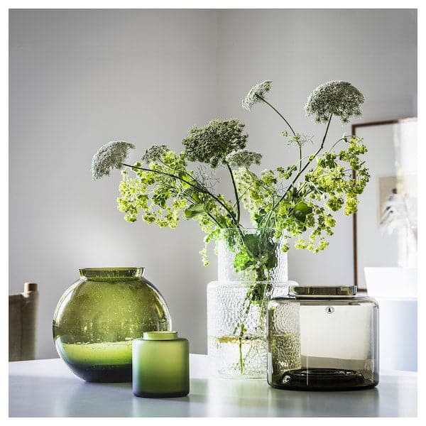 Ikea KONSTFULL - Vase, green-brown, 16 cm