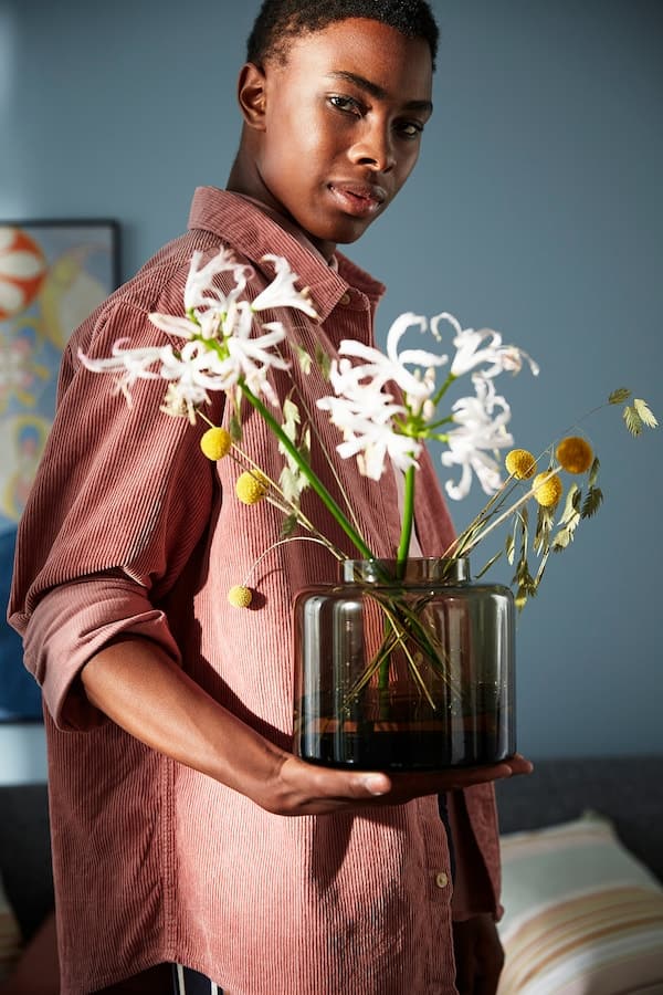 Ikea KONSTFULL - Vase, green-brown, 16 cm