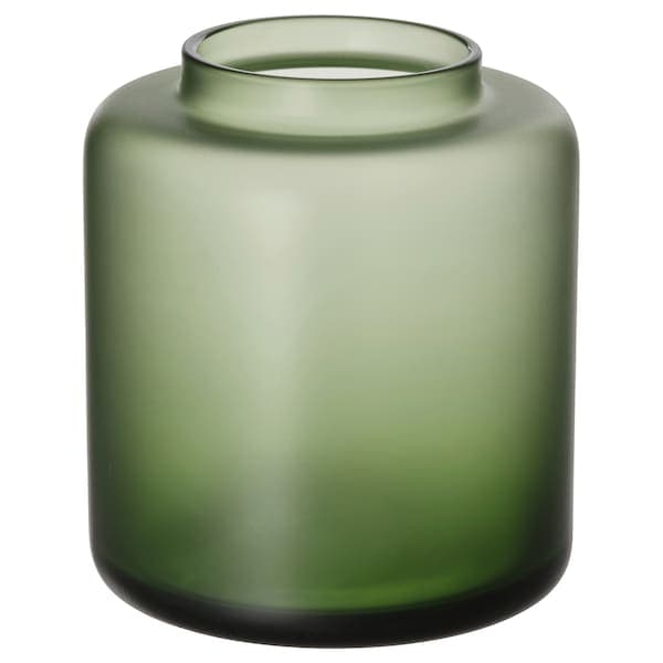KONSTFULL - Vase, frosted glass/green, 10 cm - best price from Maltashopper.com 90511959
