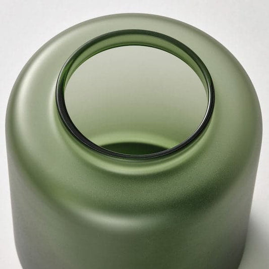 Ikea KONSTFULL - Vase, frosted glass/green, 10 cm