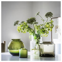 KONSTFULL - Vase, frosted glass/green, 10 cm - best price from Maltashopper.com 90511959