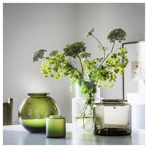 Ikea KONSTFULL - Vase, frosted glass/green, 10 cm