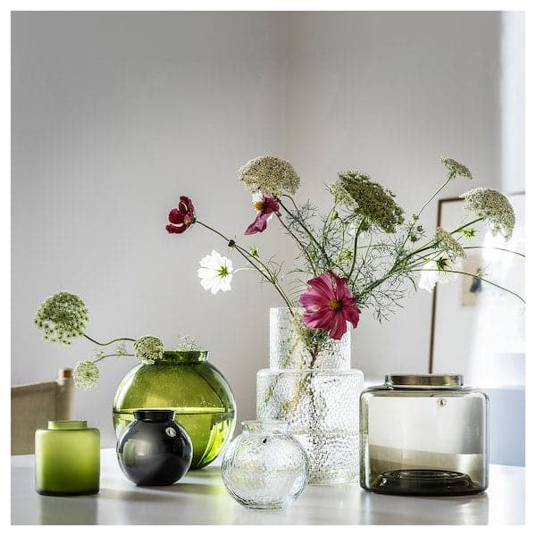 Ikea KONSTFULL - Vase, frosted glass/green, 10 cm