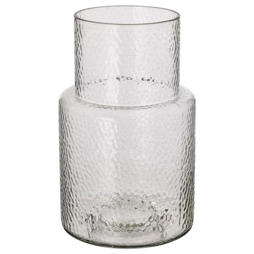 KONSTFULL vase, clear glass/patterned, 26 cm