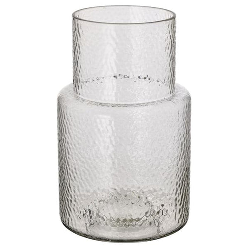 KONSTFULL - Vase, clear glass/patterned , 26 cm