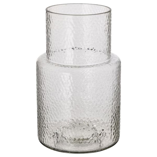 KONSTFULL - Vase, clear glass/patterned, 26 cm