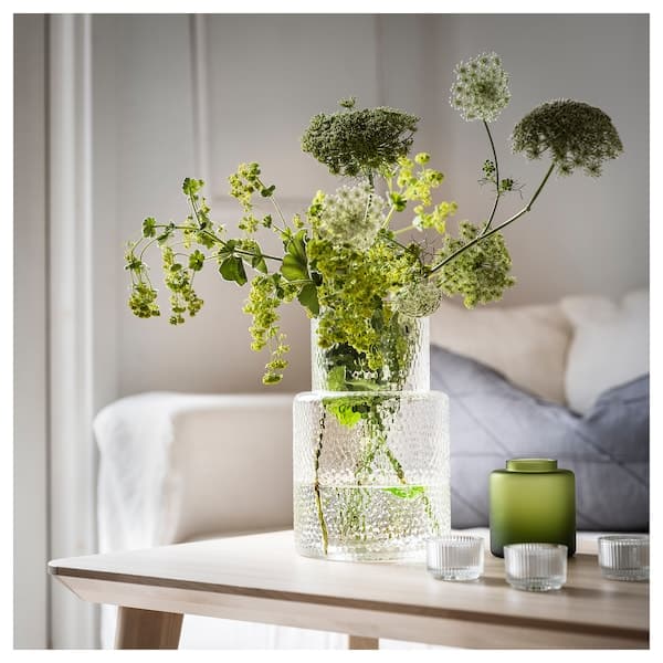 KONSTFULL - Vase, clear glass/patterned, 26 cm - best price from Maltashopper.com 20511953