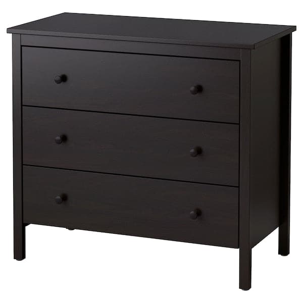 KOPPANG - Chest of 3 drawers, black-brown, 90x83 cm