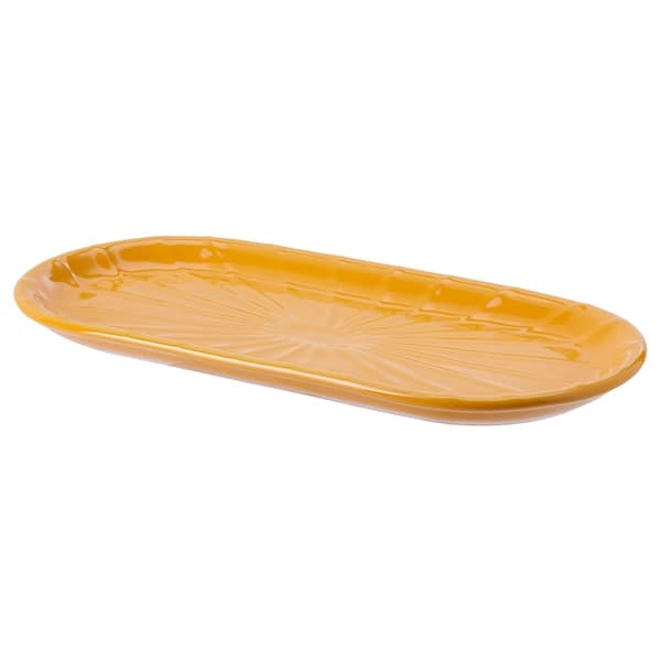 KOPPARBJÖRK - Decoration dish, bright yellow, 16x33 cm