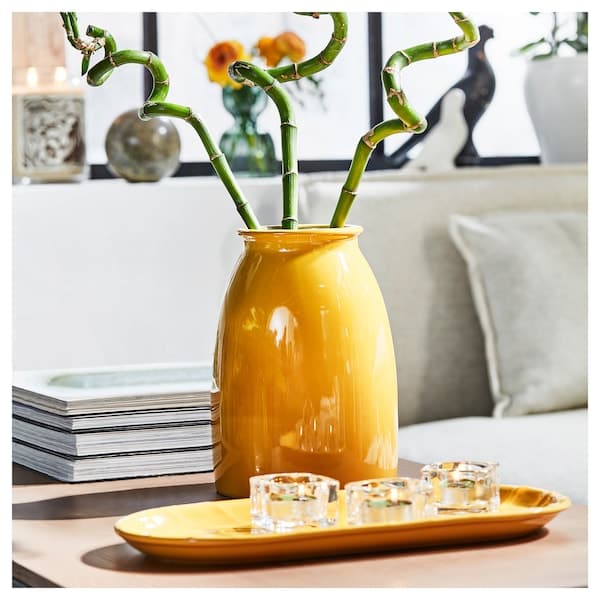 Ikea KOPPARBJÖRK - Vase, bright yellow, 21 cm