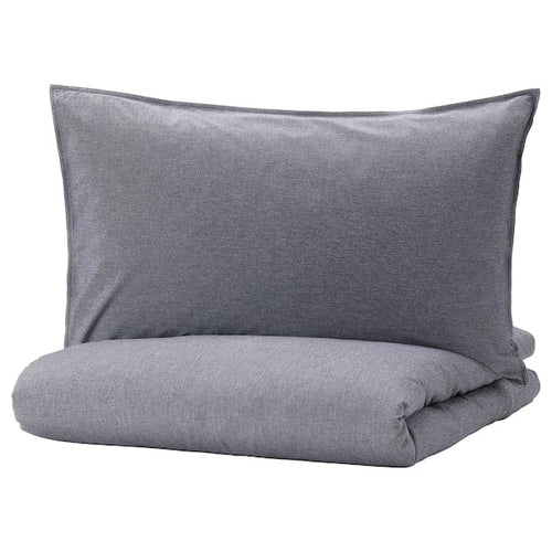 KOPPARBLAD - Duvet cover and pillowcase, dark blue, 150x200/50x80 cm