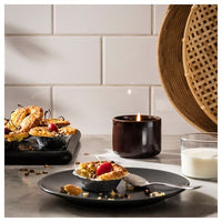 KOPPARLÖNN - Scented candle in ceramic jar, almond & cherry/brown-red, 25 hr - best price from Maltashopper.com 50551589