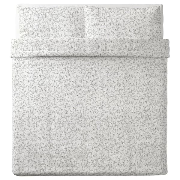 KOPPARRANKA - Quilt cover and 2 pillowcases, white/dark grey, 240x220/50x80 cm - best price from Maltashopper.com 70449671