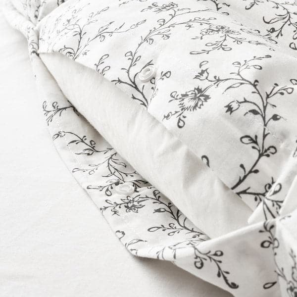 Ikea KOPPARRANKA - Quilt cover and pillowcase, white/dark grey, 150x200/50x80 cm