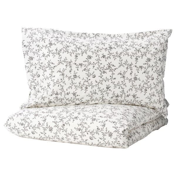 KOPPARRANKA - Quilt cover and pillowcase, white/dark grey, 150x200/50x80 cm - best price from Maltashopper.com 70449685