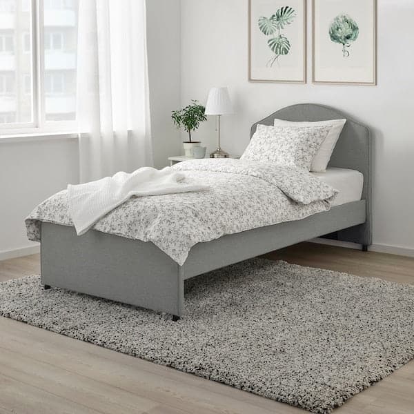 Ikea KOPPARRANKA - Quilt cover and pillowcase, white/dark grey, 150x200/50x80 cm