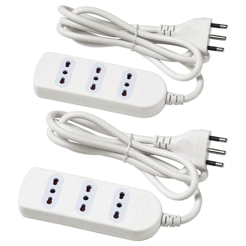 KOPPLA - Power strip 3 outlets, earthed/white, 1.5 m