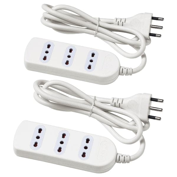 KOPPLA - Power strip 3 outlets, earthed/white, 1.5 m